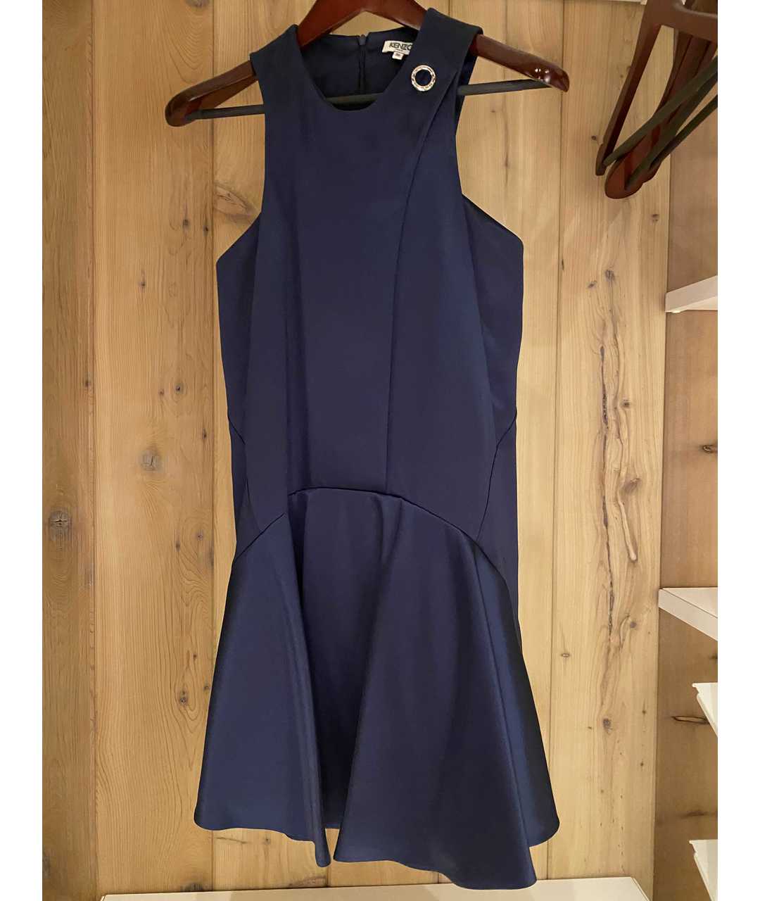 KENZO Темно-синее атласное повседневное платье, фото 5