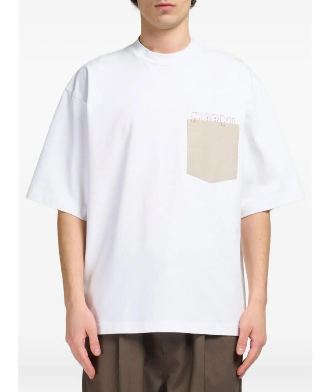 MARNI Белая хлопковая футболка, фото 4