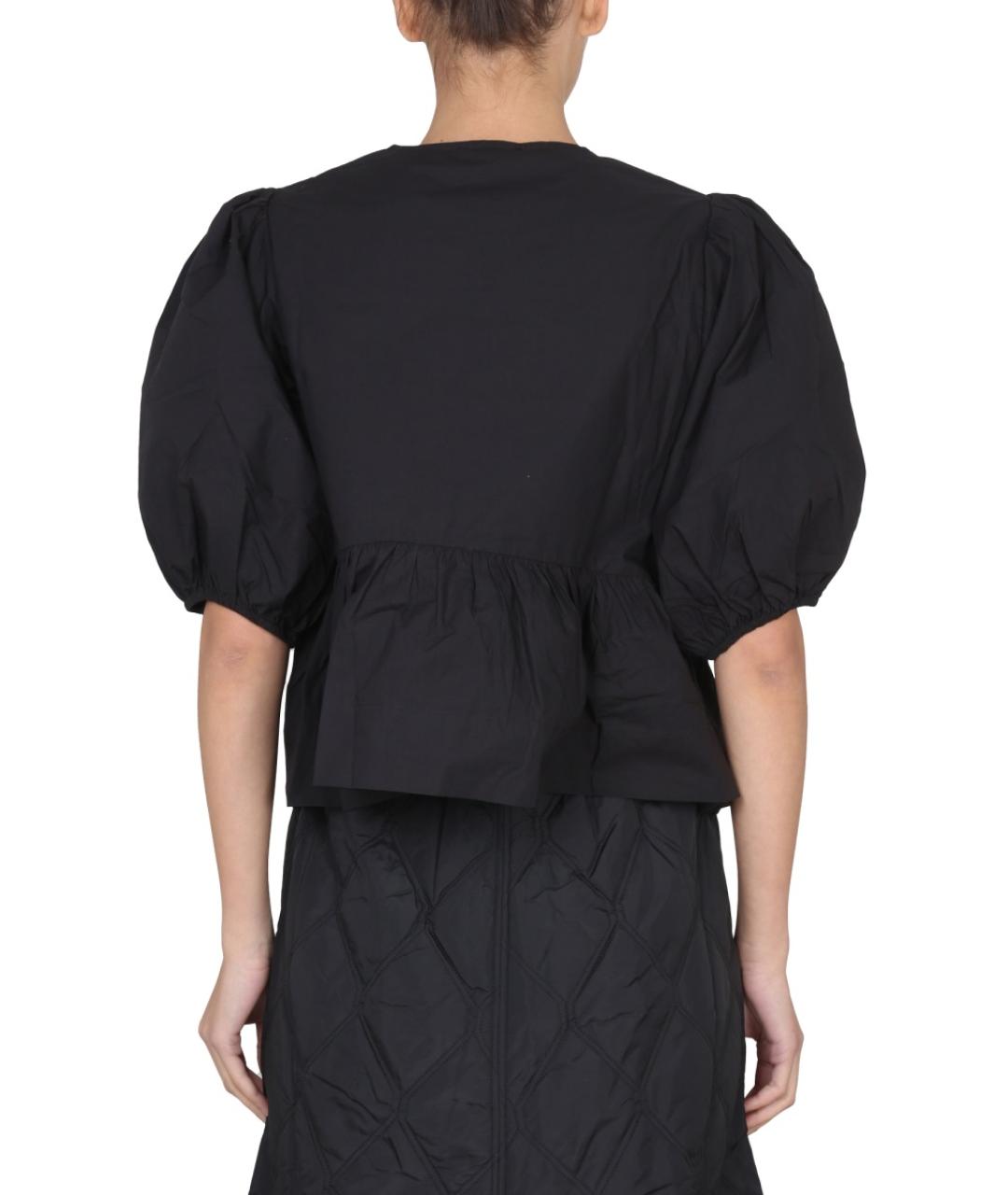 GANNI Черная хлопковая рубашка, фото 5