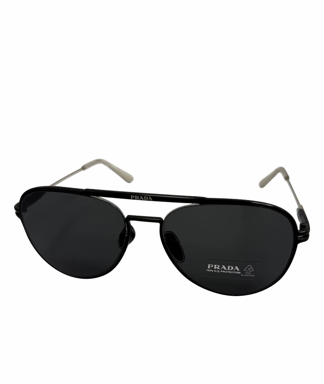 PRADA Черные металлические солнцезащитные очки, фото 1
