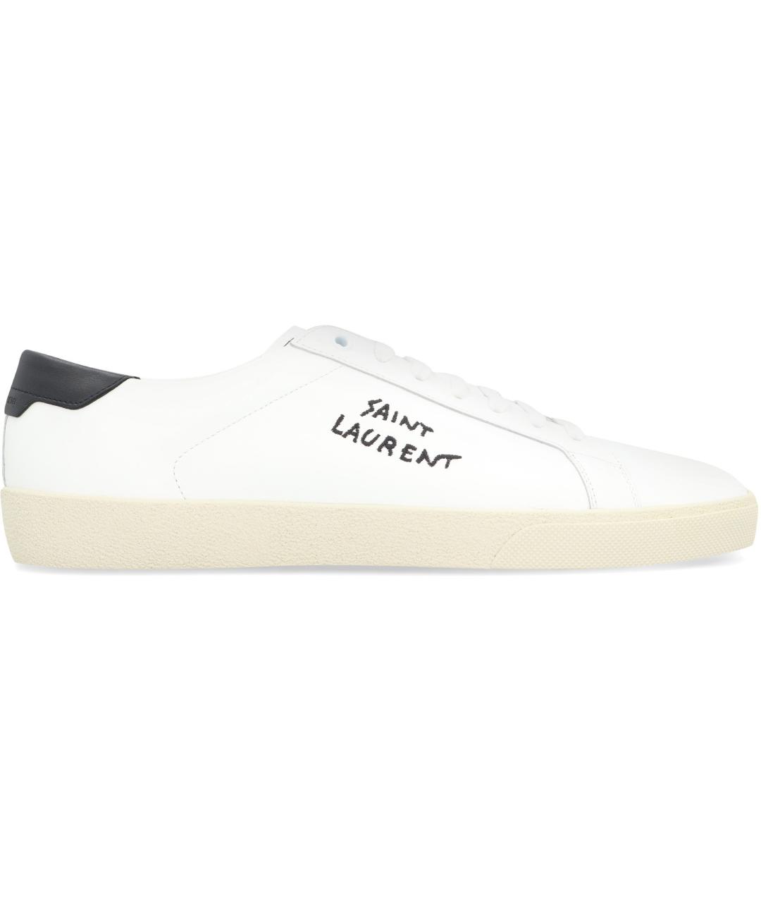 SAINT LAURENT Белые кожаные низкие кроссовки / кеды, фото 2