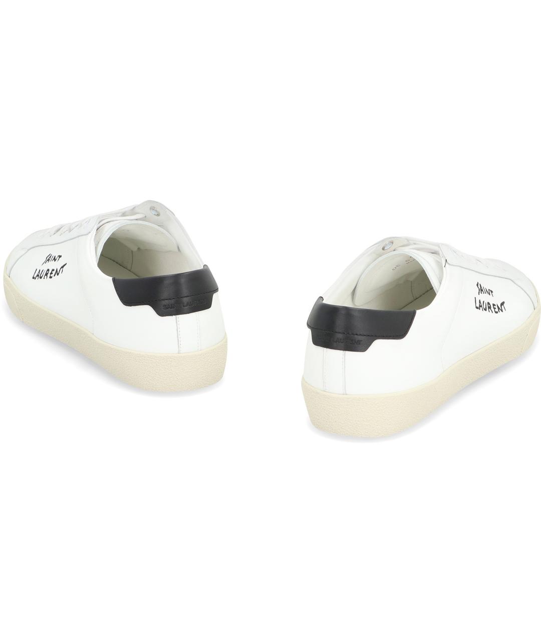 SAINT LAURENT Белые кожаные низкие кроссовки / кеды, фото 4