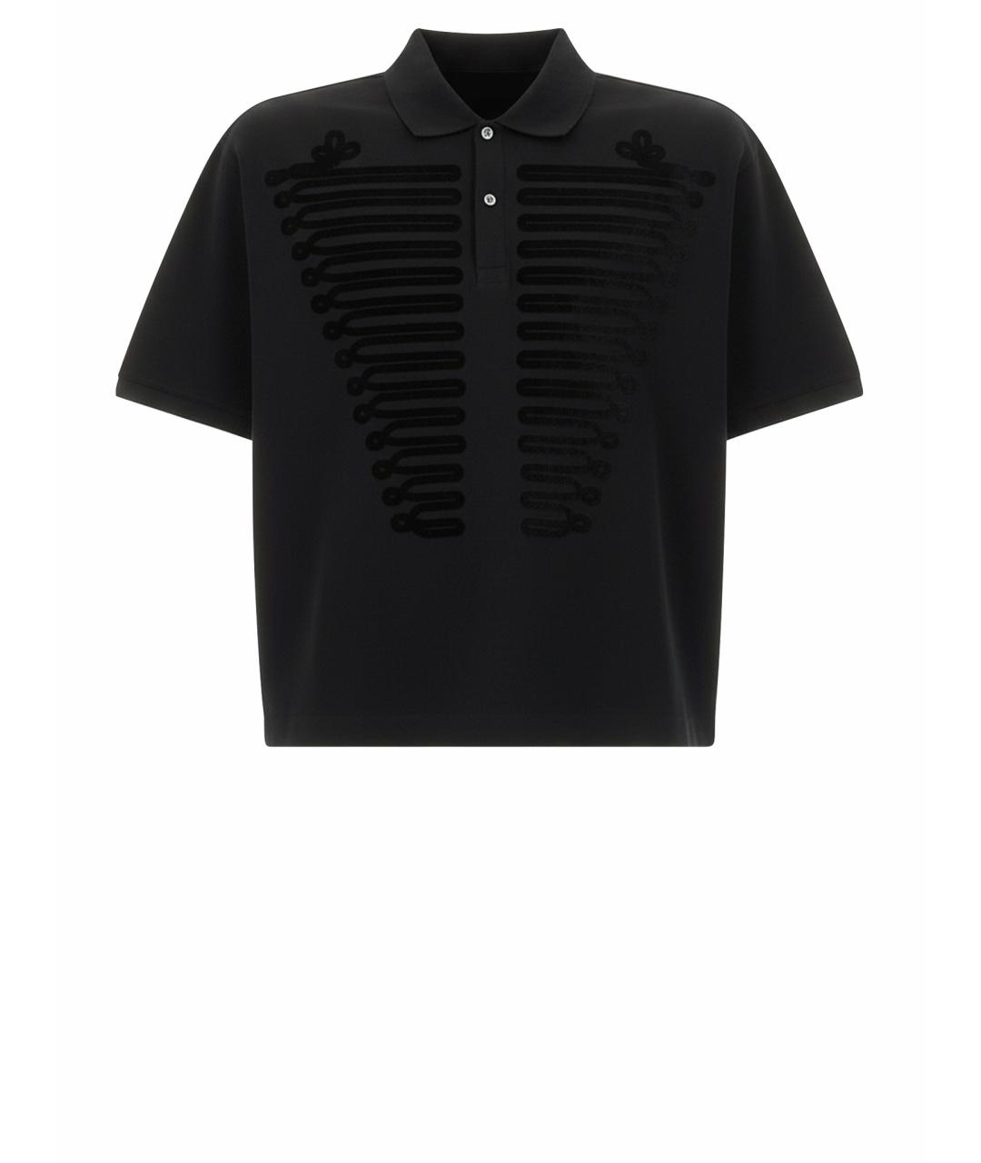 ALEXANDER MCQUEEN Черное хлопковое поло с коротким рукавом, фото 1