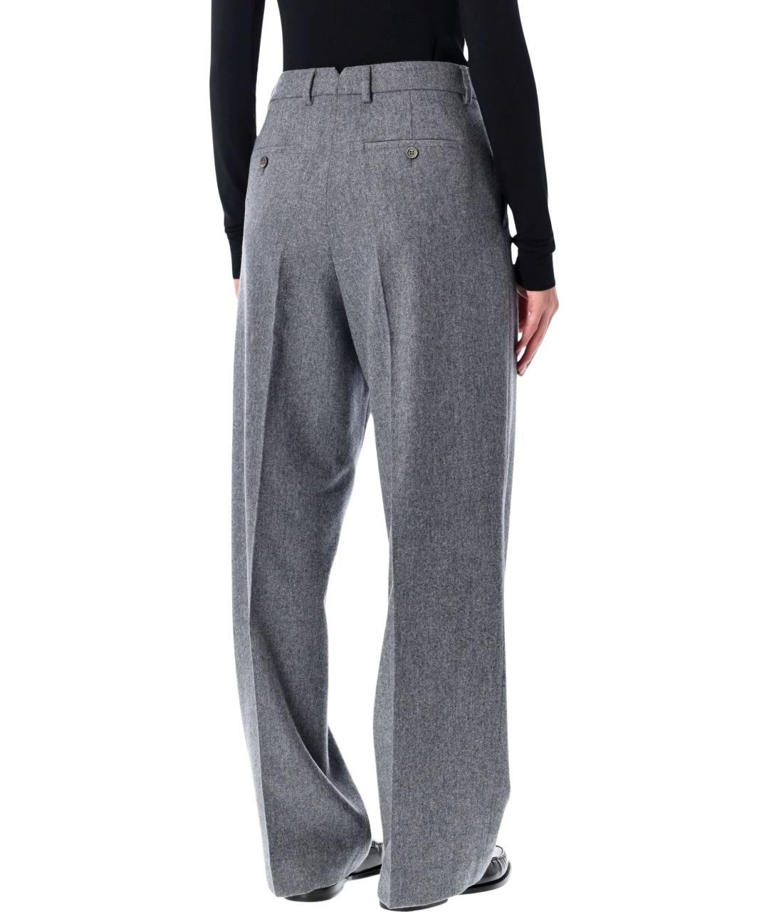 Ami Paris Серые шерстяные прямые брюки, фото 2