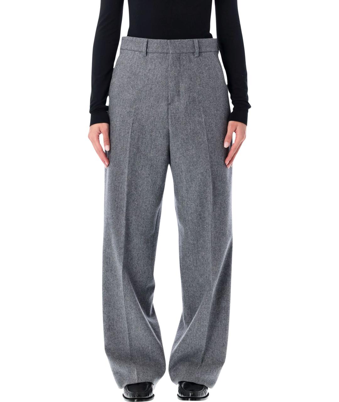 Ami Paris Серые шерстяные прямые брюки, фото 4