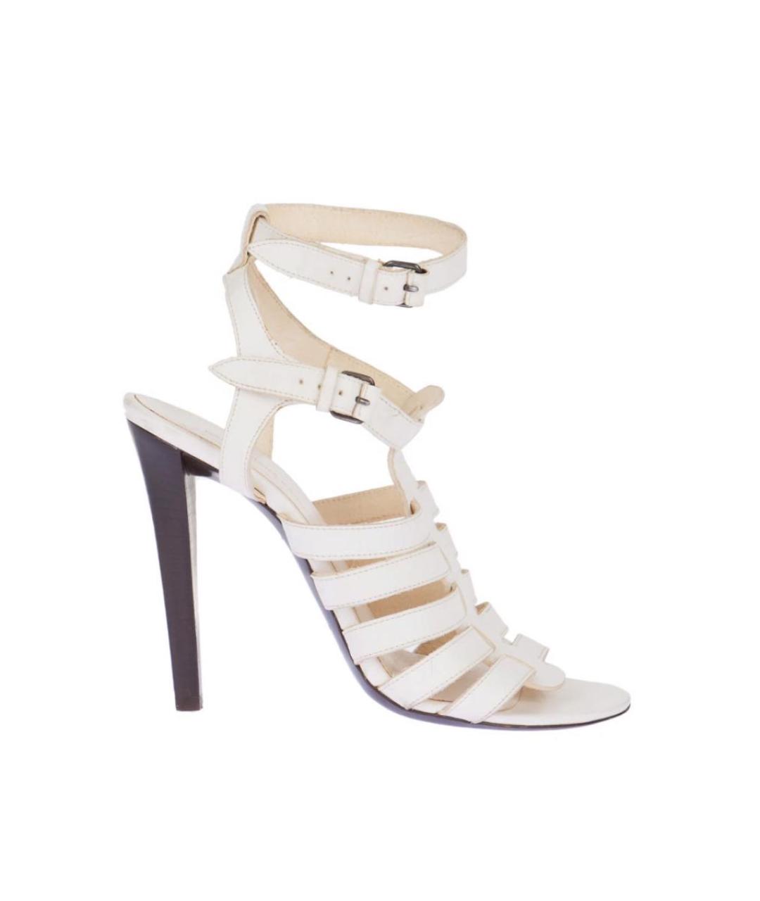 BALENCIAGA Белые кожаные босоножки, фото 1