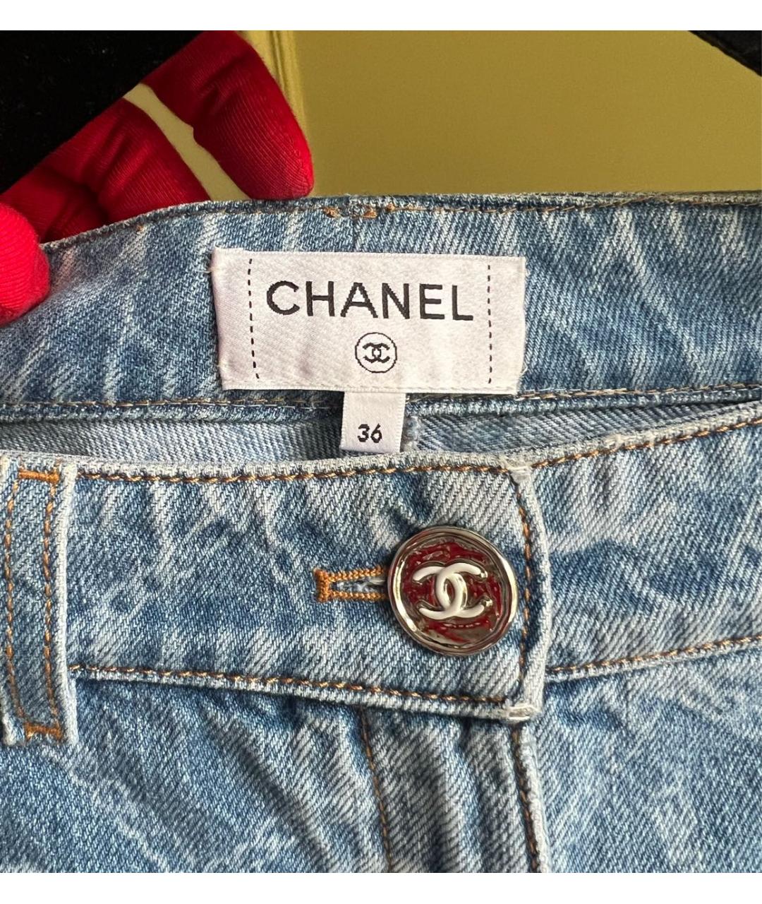 CHANEL Синие хлопковые джинсы клеш, фото 8