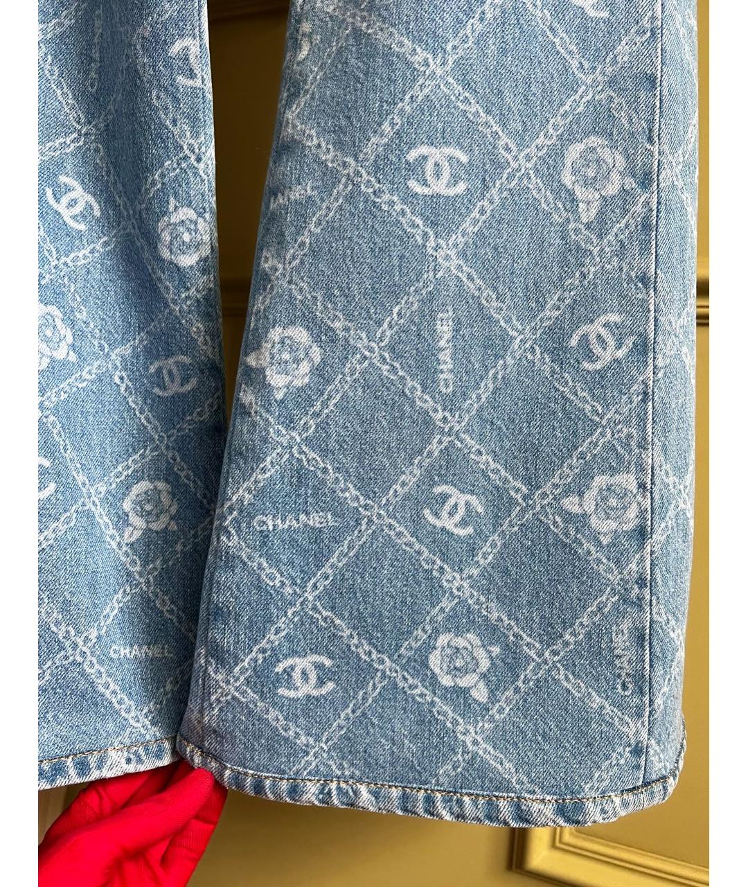 CHANEL Синие хлопковые джинсы клеш, фото 5