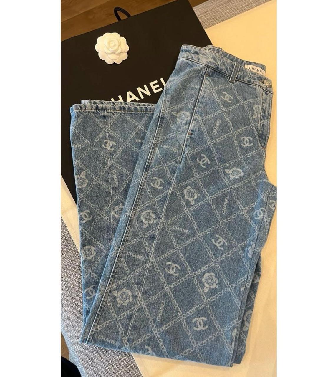 CHANEL Синие хлопковые джинсы клеш, фото 7
