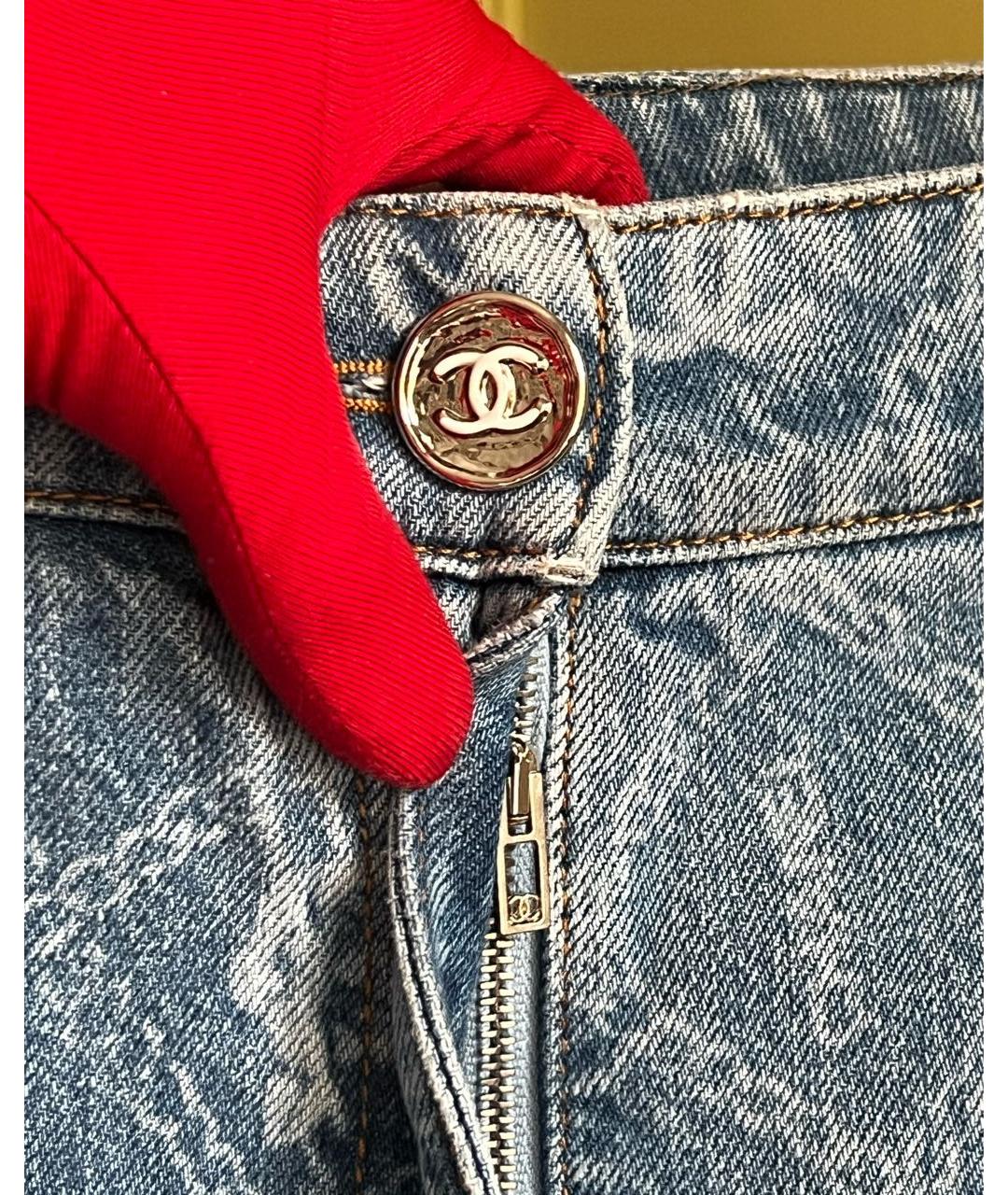 CHANEL Синие хлопковые джинсы клеш, фото 4