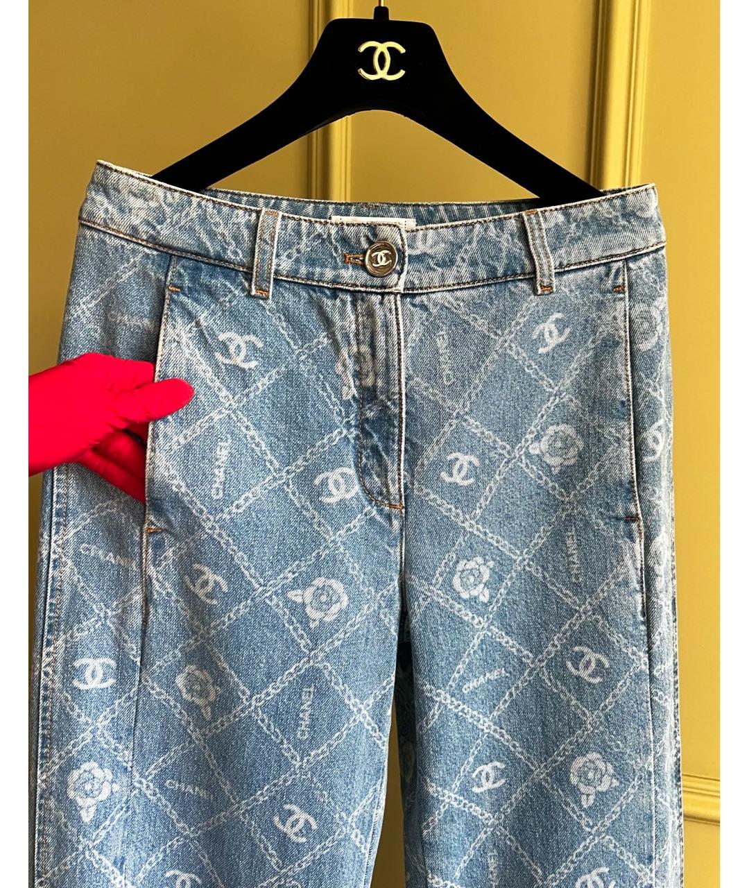 CHANEL Синие хлопковые джинсы клеш, фото 2
