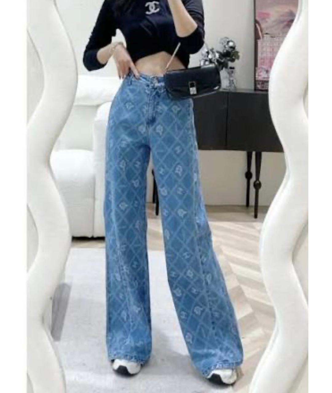CHANEL Синие хлопковые джинсы клеш, фото 6