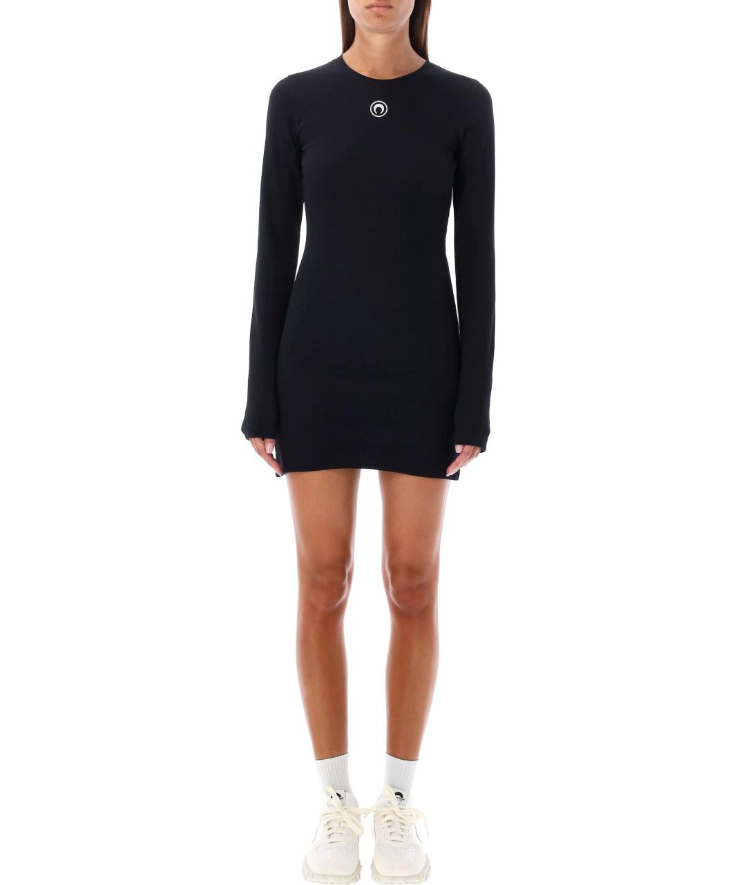 MARINE SERRE Черное хлопковое повседневное платье, фото 2