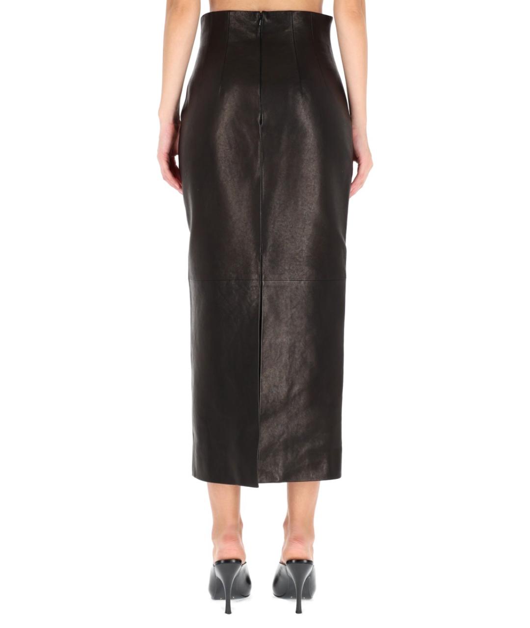 KHAITE Черная кожаная юбка миди, фото 3
