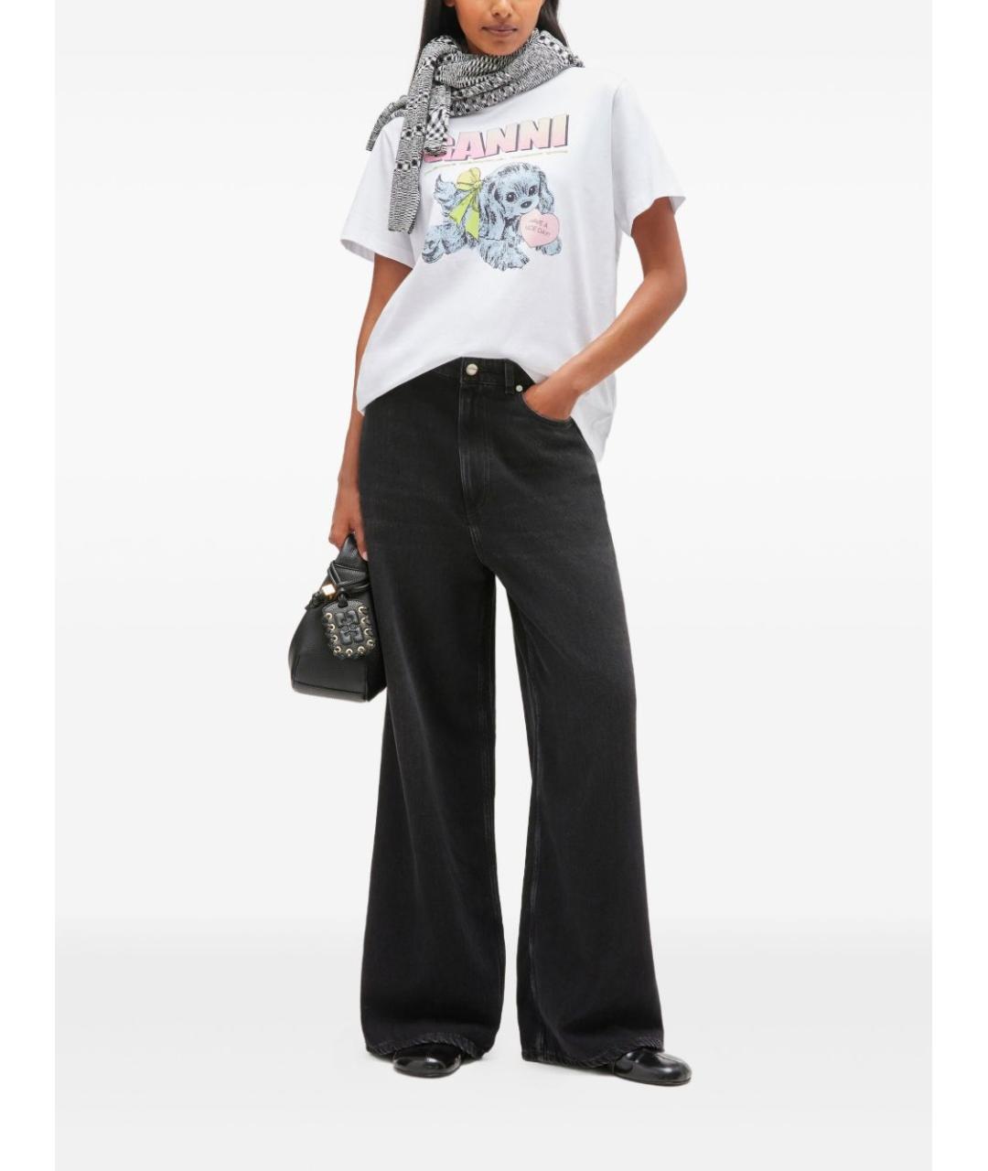 GANNI Белая хлопковая футболка, фото 2