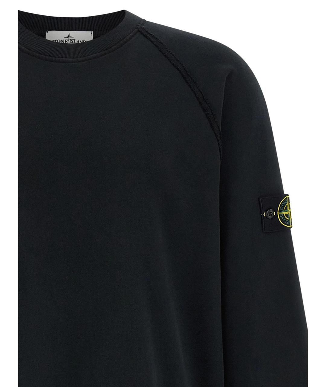 STONE ISLAND Черный хлопковый джемпер / свитер, фото 3