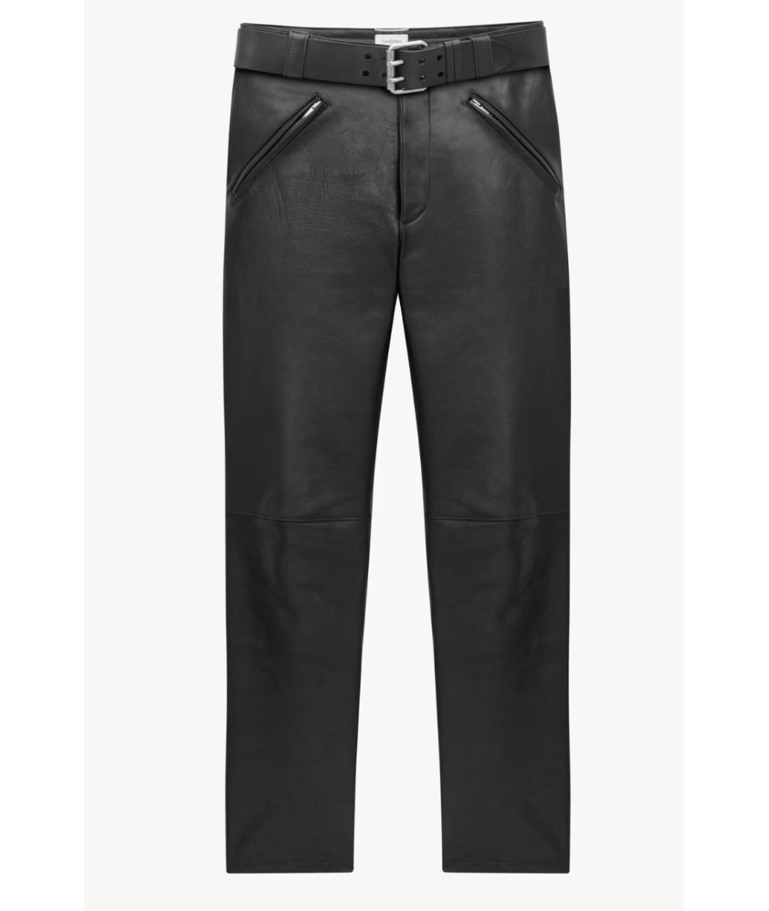 SAINT LAURENT Черные кожаные повседневные брюки, фото 6