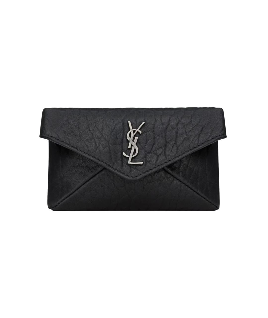 SAINT LAURENT Черный кожаный кошелек, фото 1