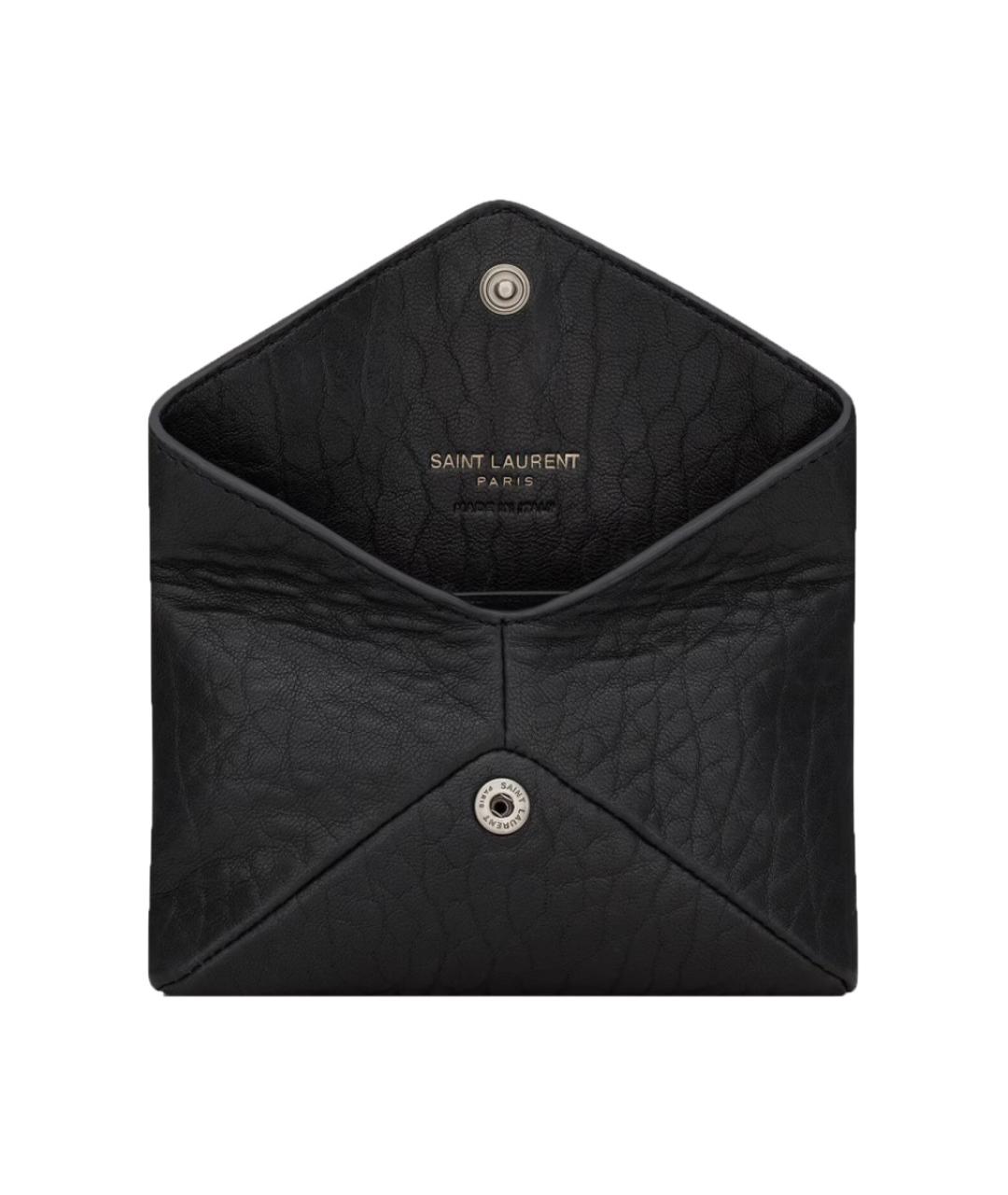 SAINT LAURENT Черный кожаный кошелек, фото 4