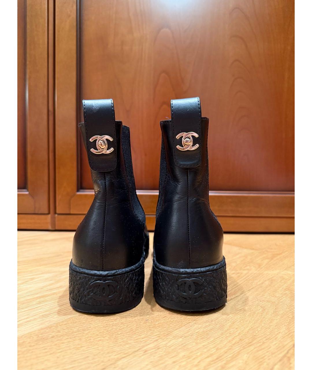 CHANEL Черные кожаные полусапоги, фото 3