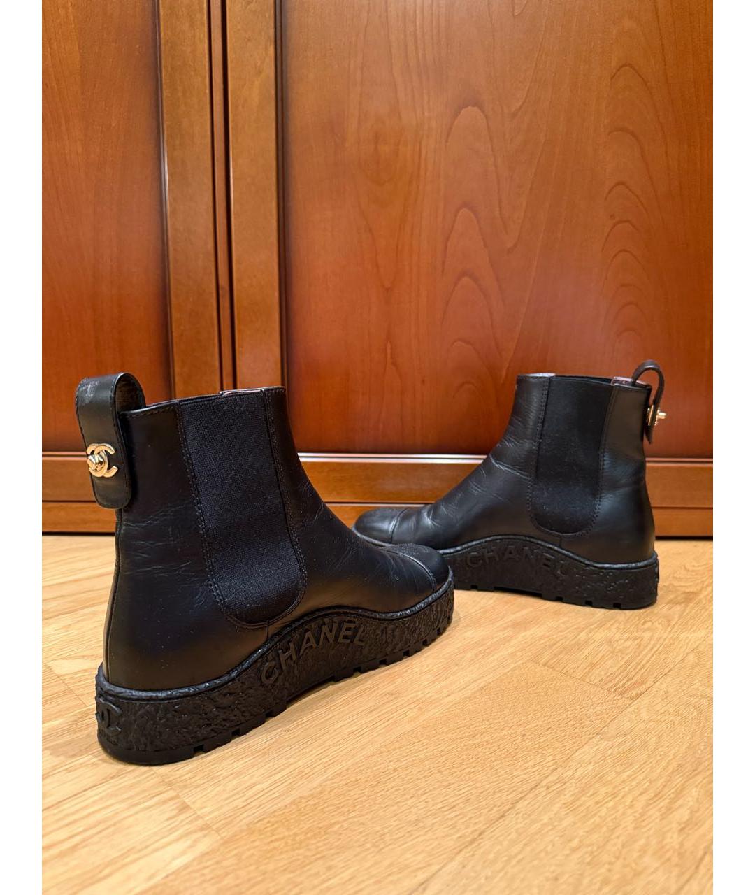 CHANEL Черные кожаные полусапоги, фото 4
