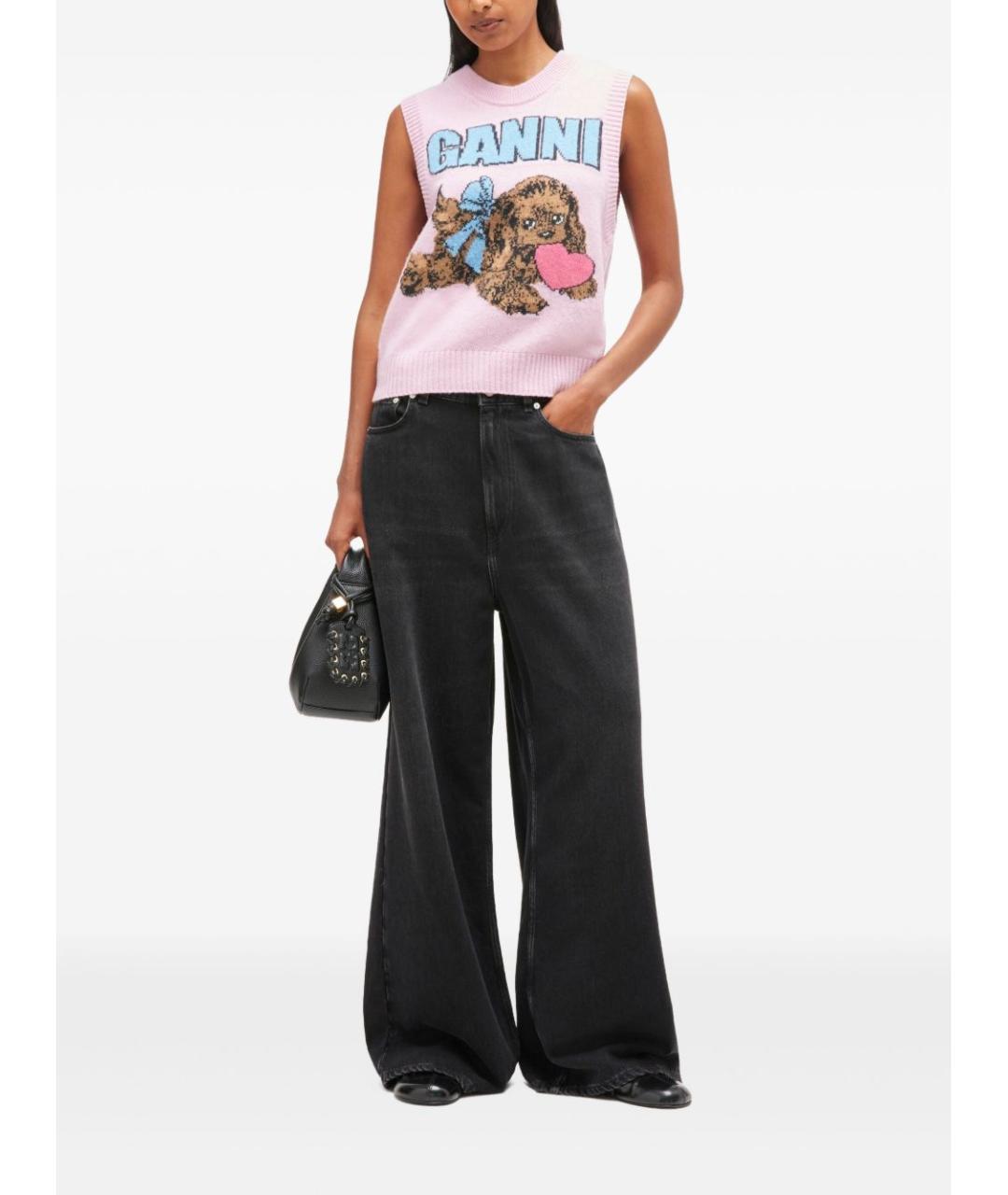 GANNI Розовый шерстяной жилет, фото 3