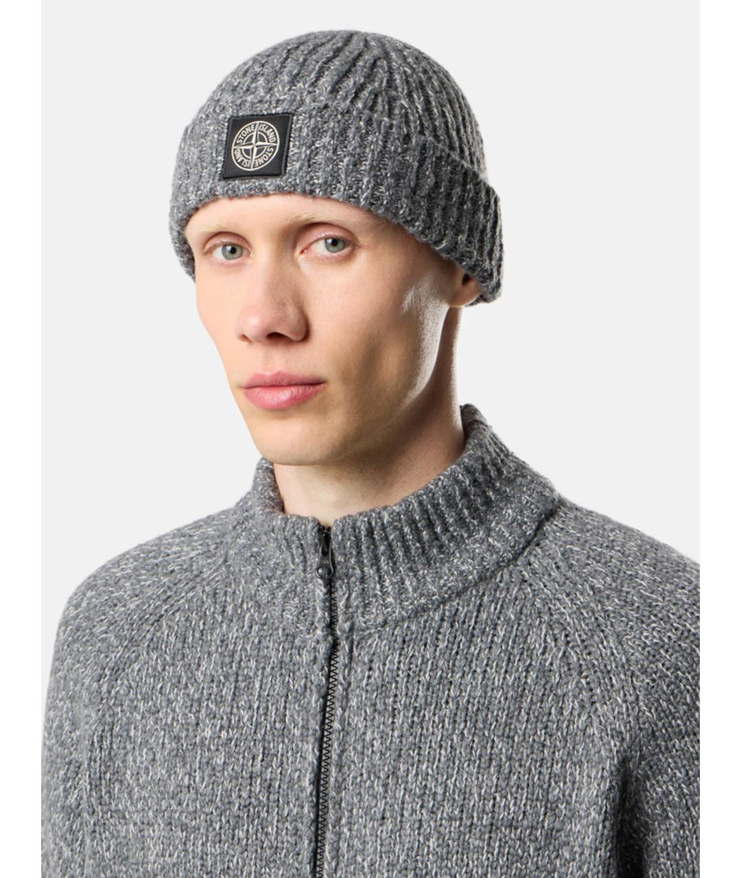 STONE ISLAND Серая шерстяная шапка, фото 2