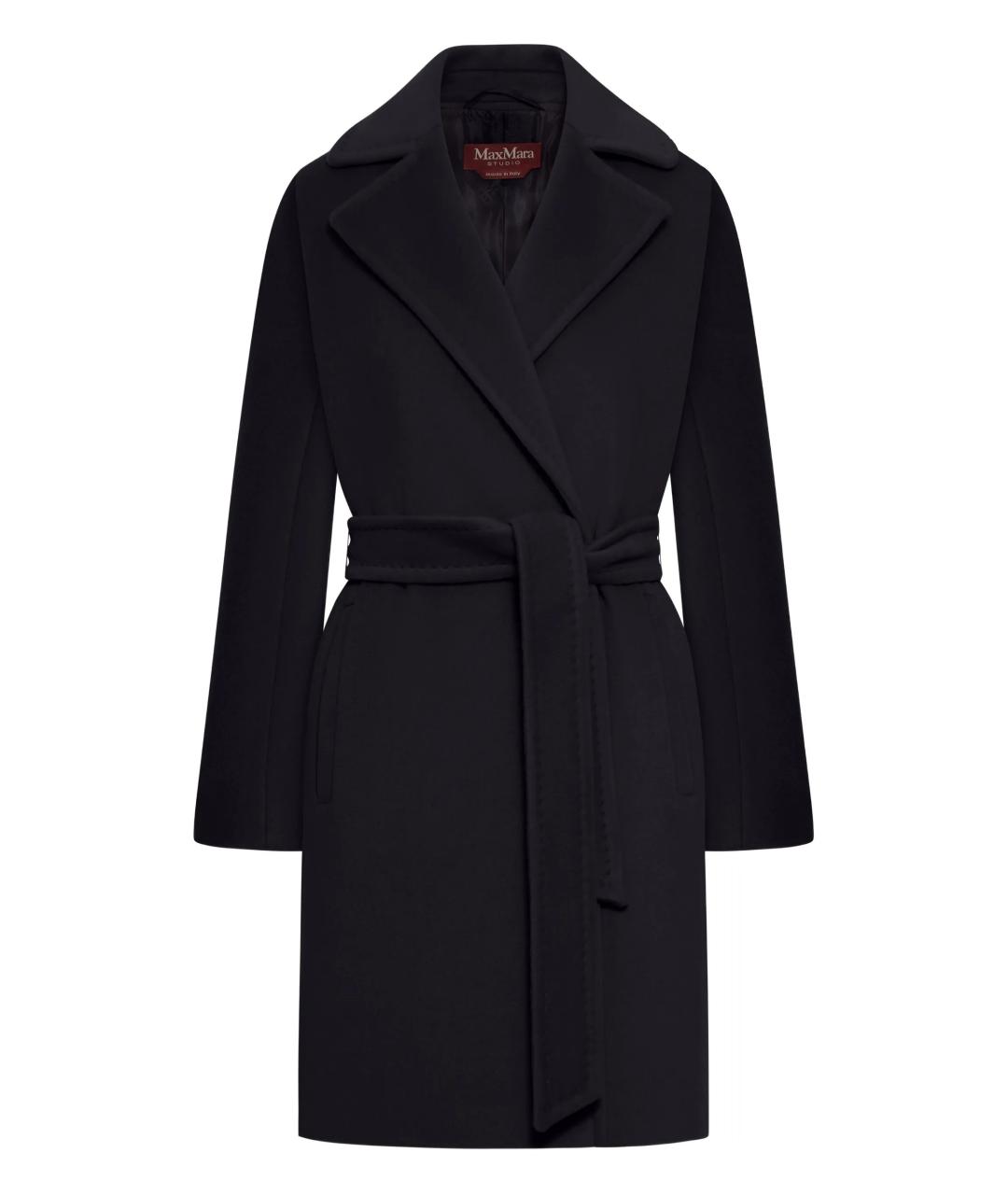 MAX MARA STUDIO Черное шерстяное пальто, фото 1