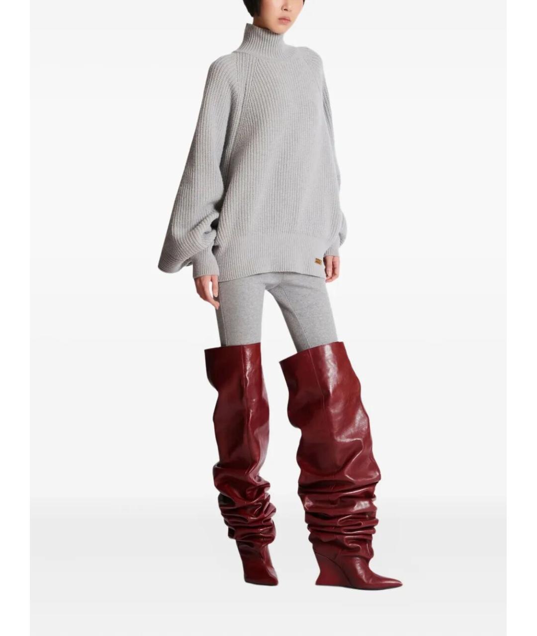 BALMAIN Серый шерстяной джемпер / свитер, фото 2