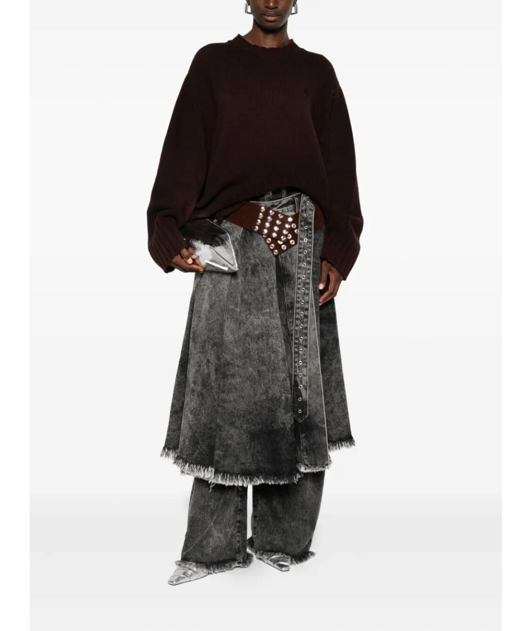 THE ATTICO Коричневый шерстяной джемпер / свитер, фото 2