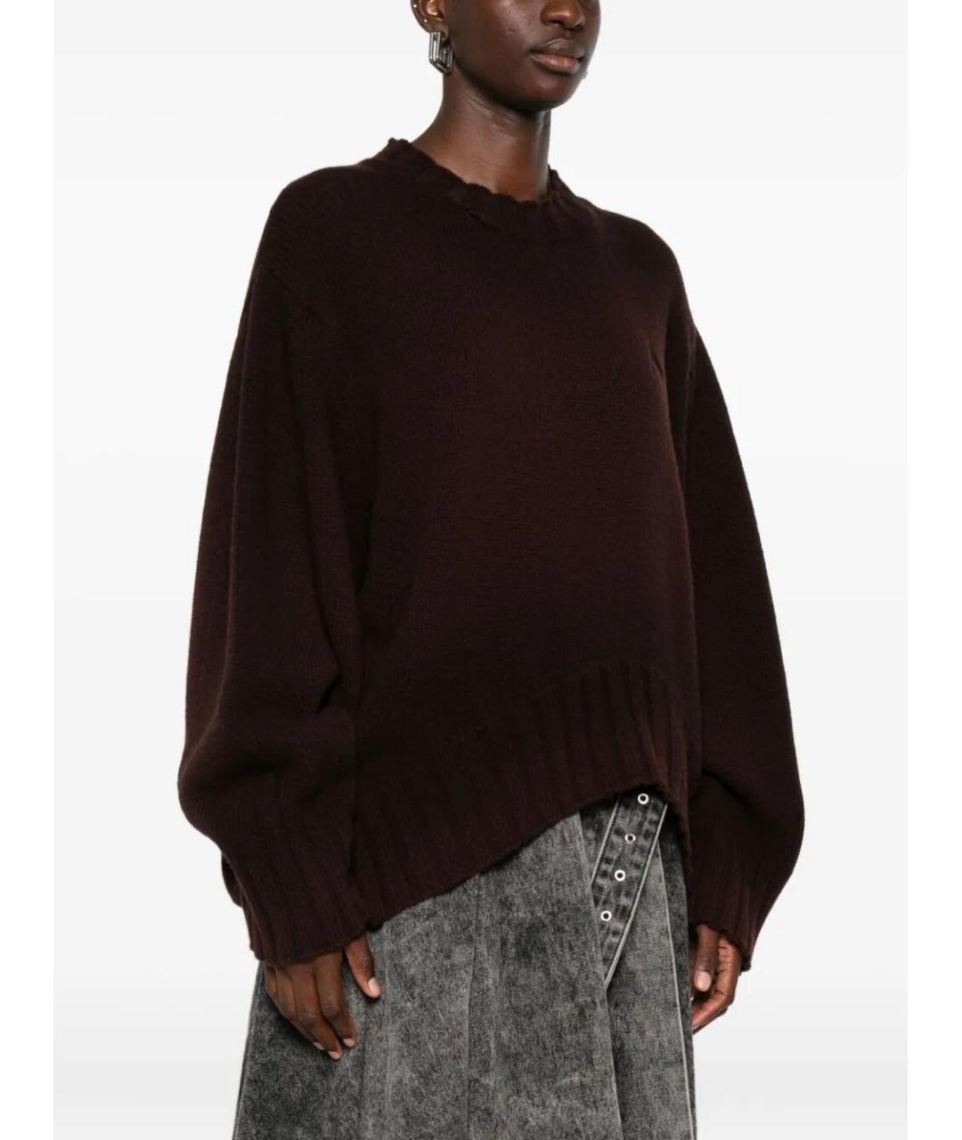 THE ATTICO Коричневый шерстяной джемпер / свитер, фото 4