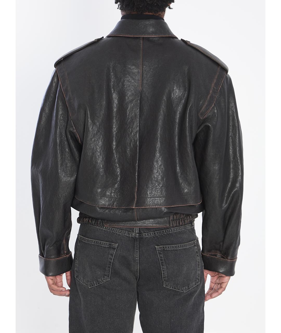 SAINT LAURENT Коричневая кожаная куртка, фото 5