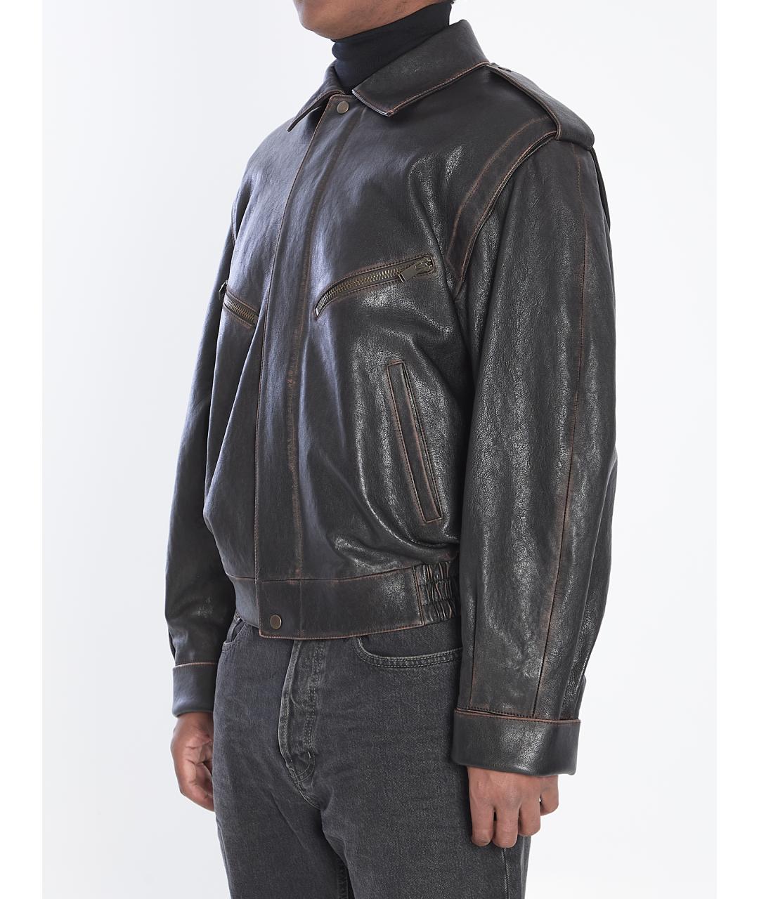 SAINT LAURENT Коричневая кожаная куртка, фото 3