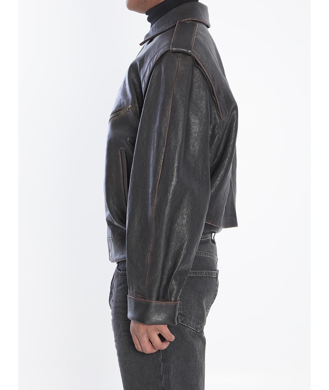 SAINT LAURENT Коричневая кожаная куртка, фото 4