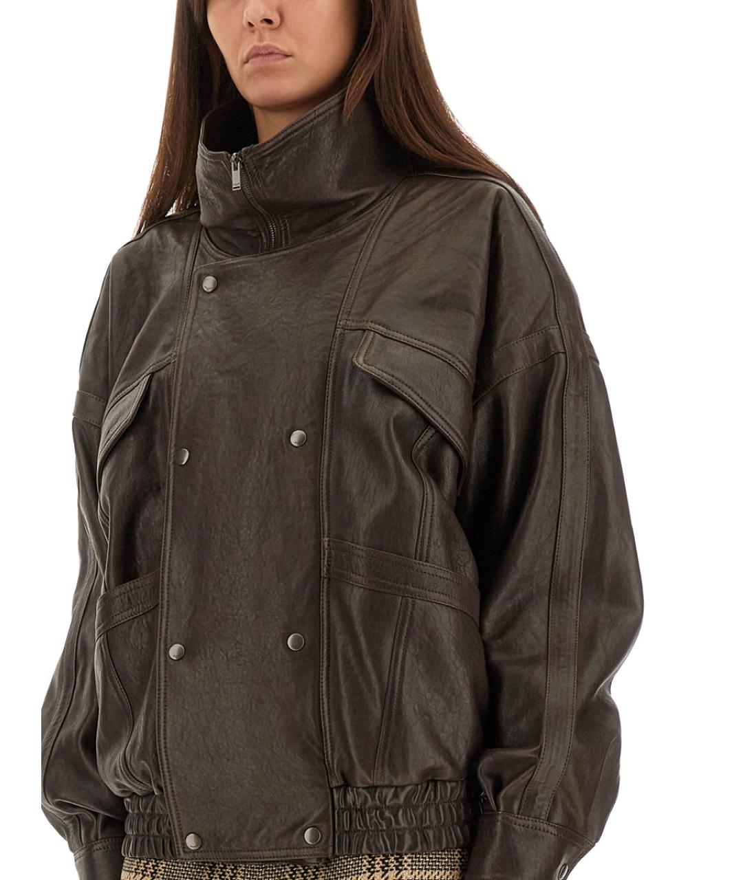 SAINT LAURENT Коричневая кожаная куртка, фото 4