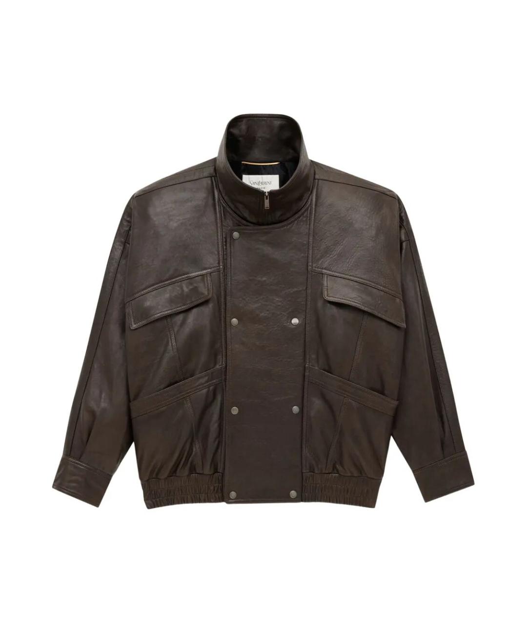 SAINT LAURENT Коричневая кожаная куртка, фото 1