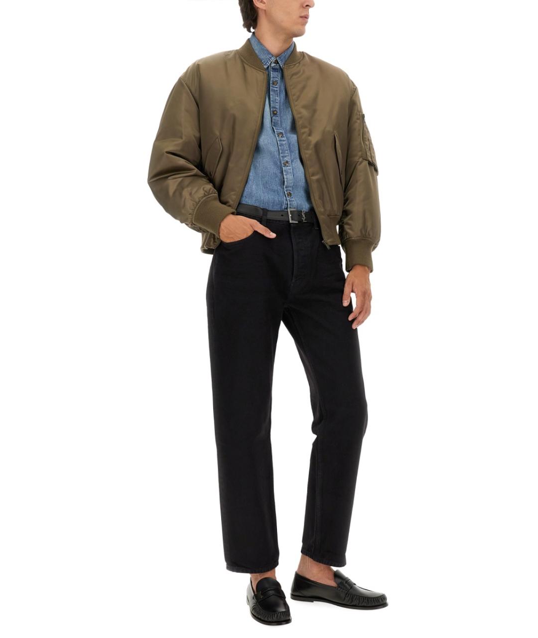 SAINT LAURENT Черные хлопковые прямые джинсы, фото 3