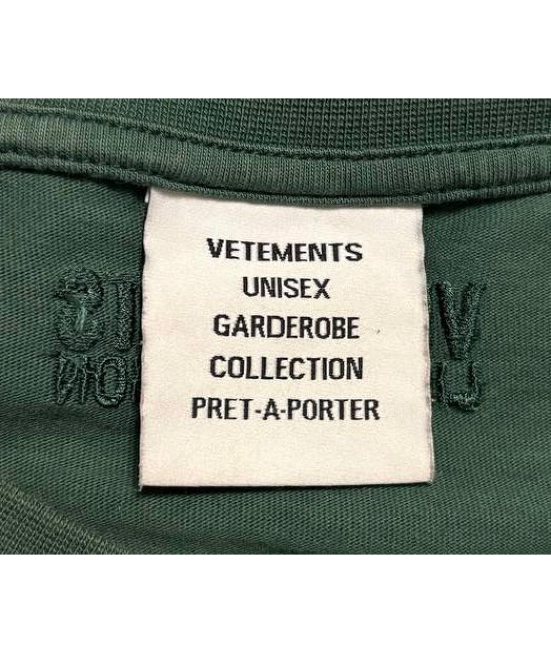 VETEMENTS Зеленая хлопковая футболка, фото 3