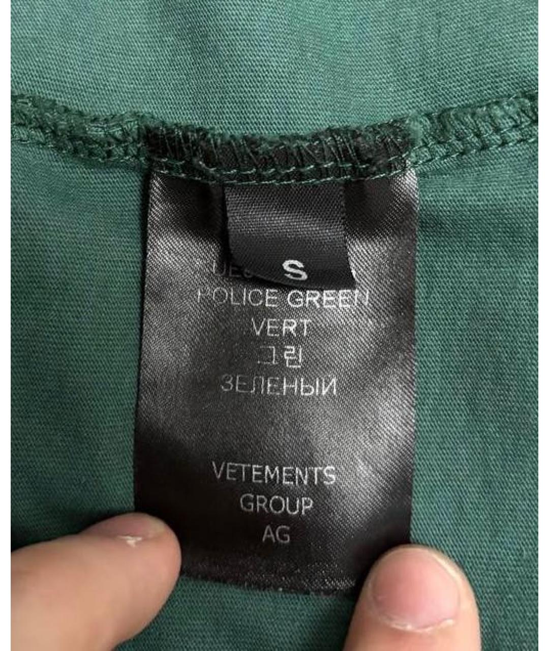 VETEMENTS Зеленая хлопковая футболка, фото 5
