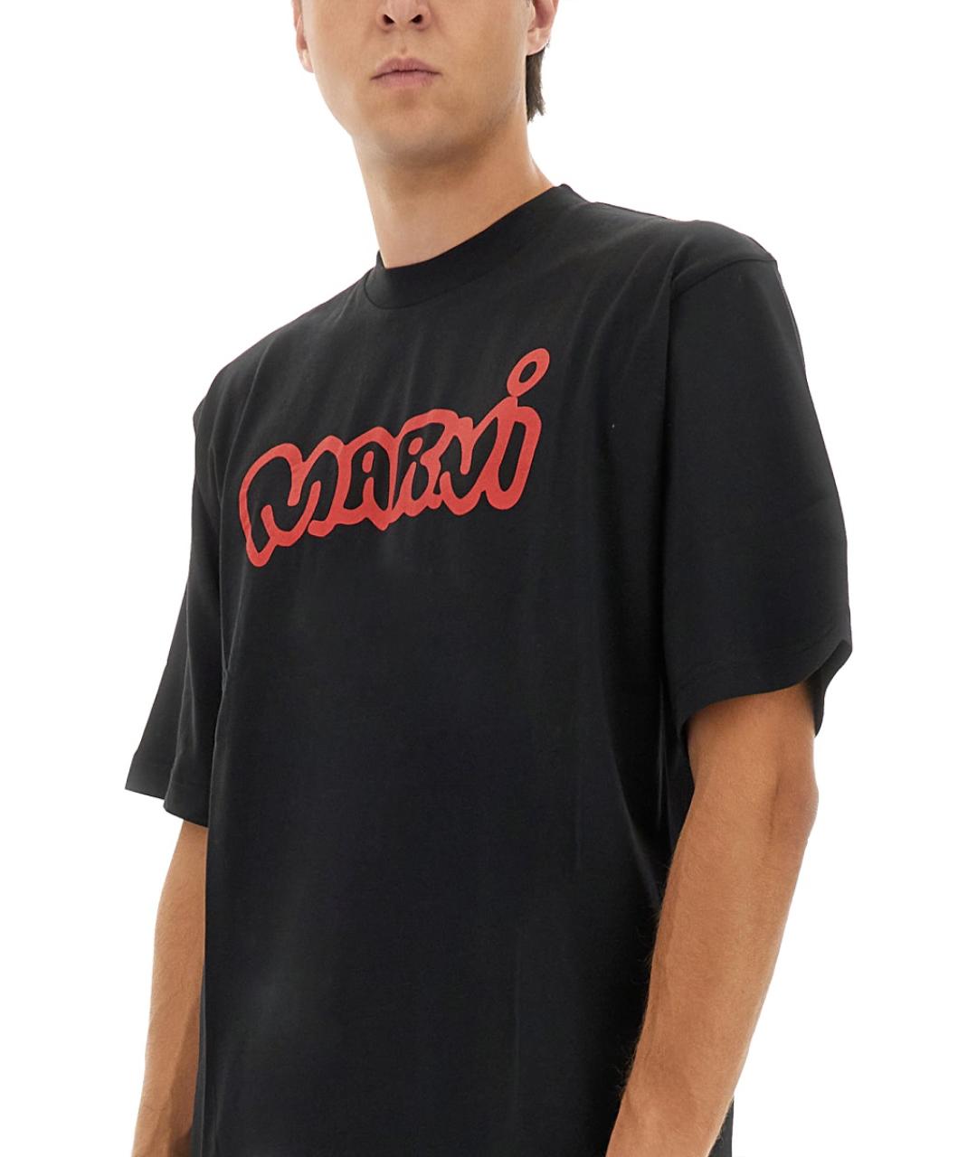 MARNI Черная хлопковая футболка, фото 5