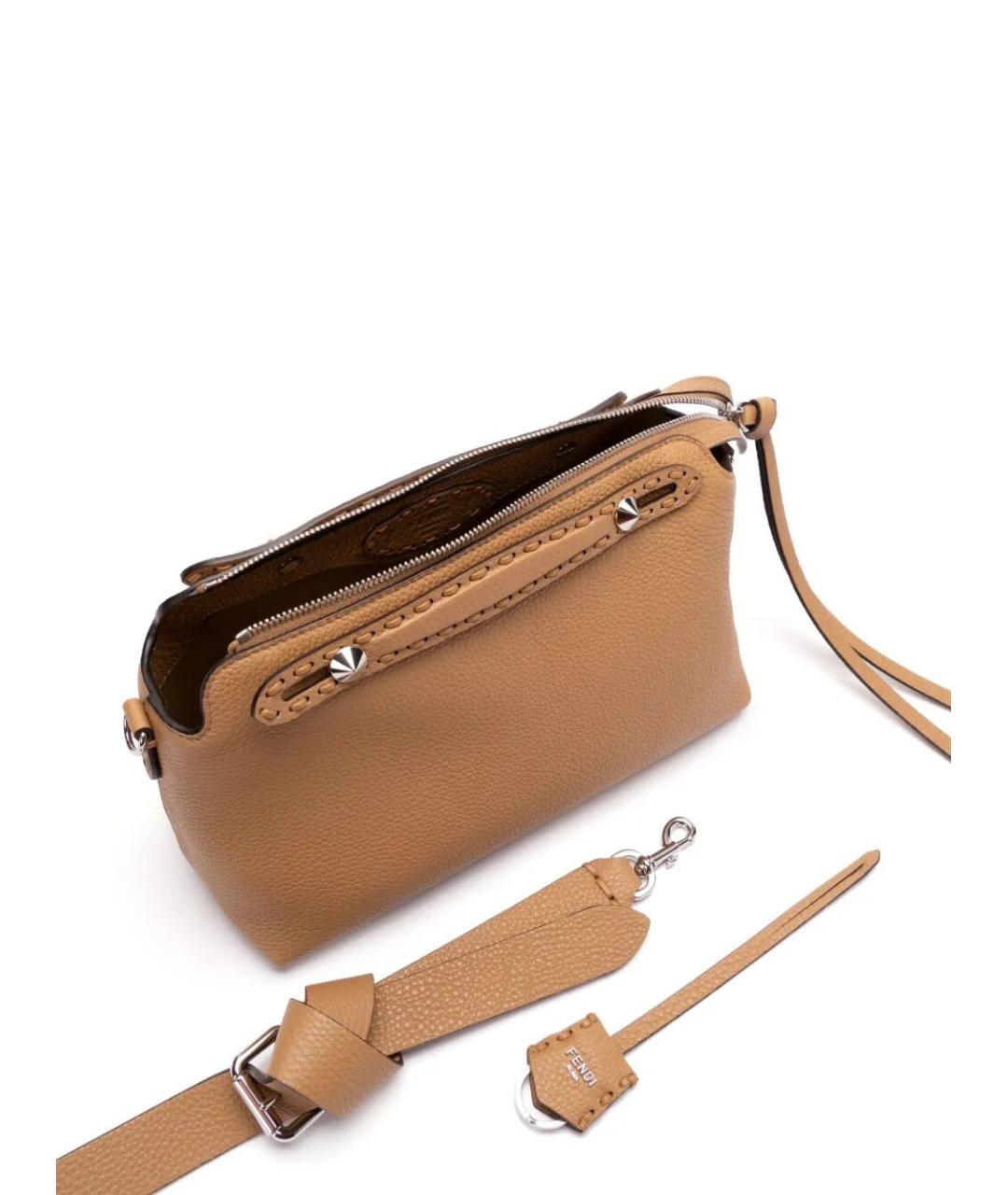 FENDI Бежевая кожаная сумка тоут, фото 5