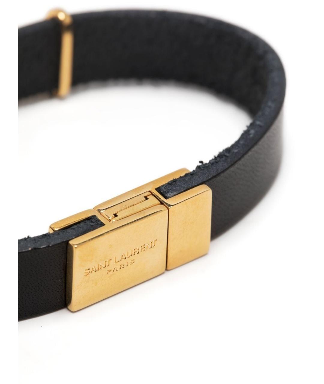 SAINT LAURENT Черный кожаный браслет, фото 4