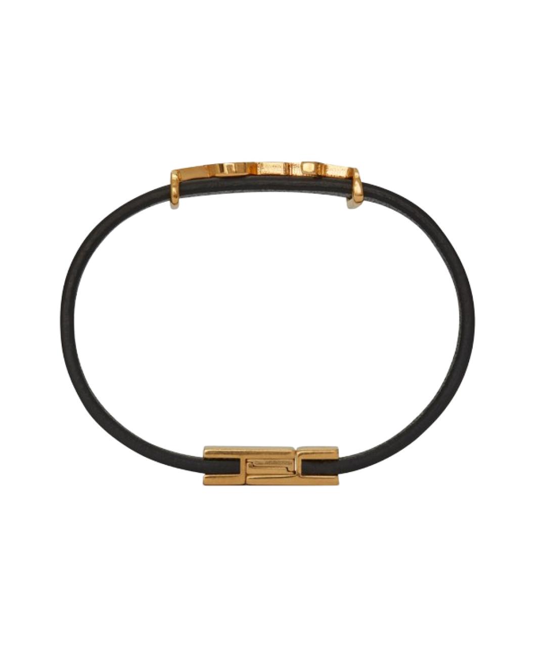 SAINT LAURENT Черный кожаный браслет, фото 2