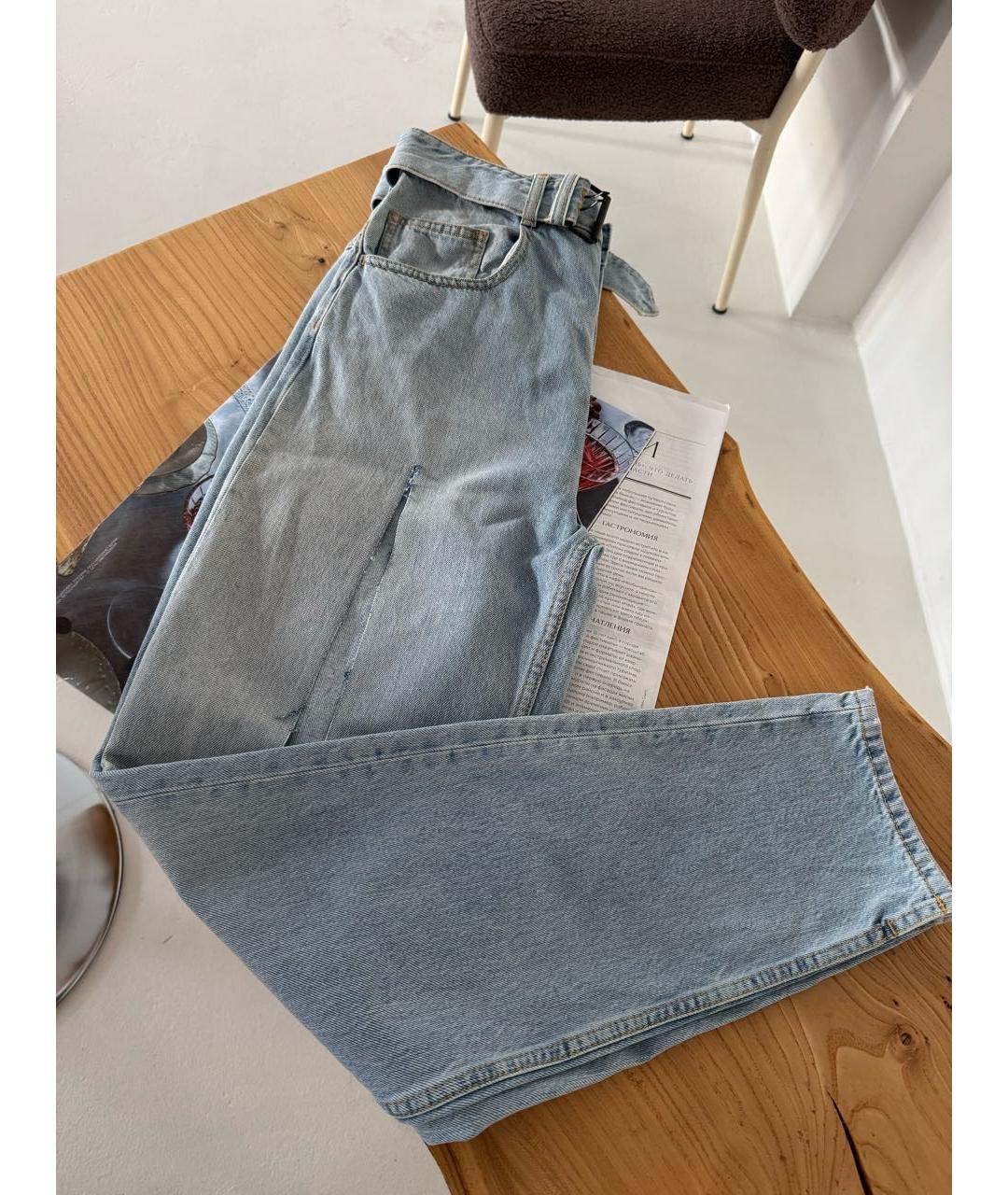 MAISON MARGIELA Голубые хлопковые прямые джинсы, фото 4