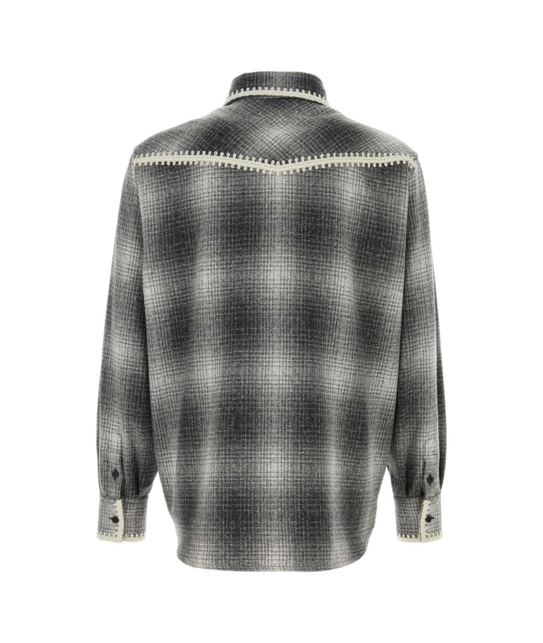 GOLDEN GOOSE DELUXE BRAND Серая шерстяная кэжуал рубашка, фото 2