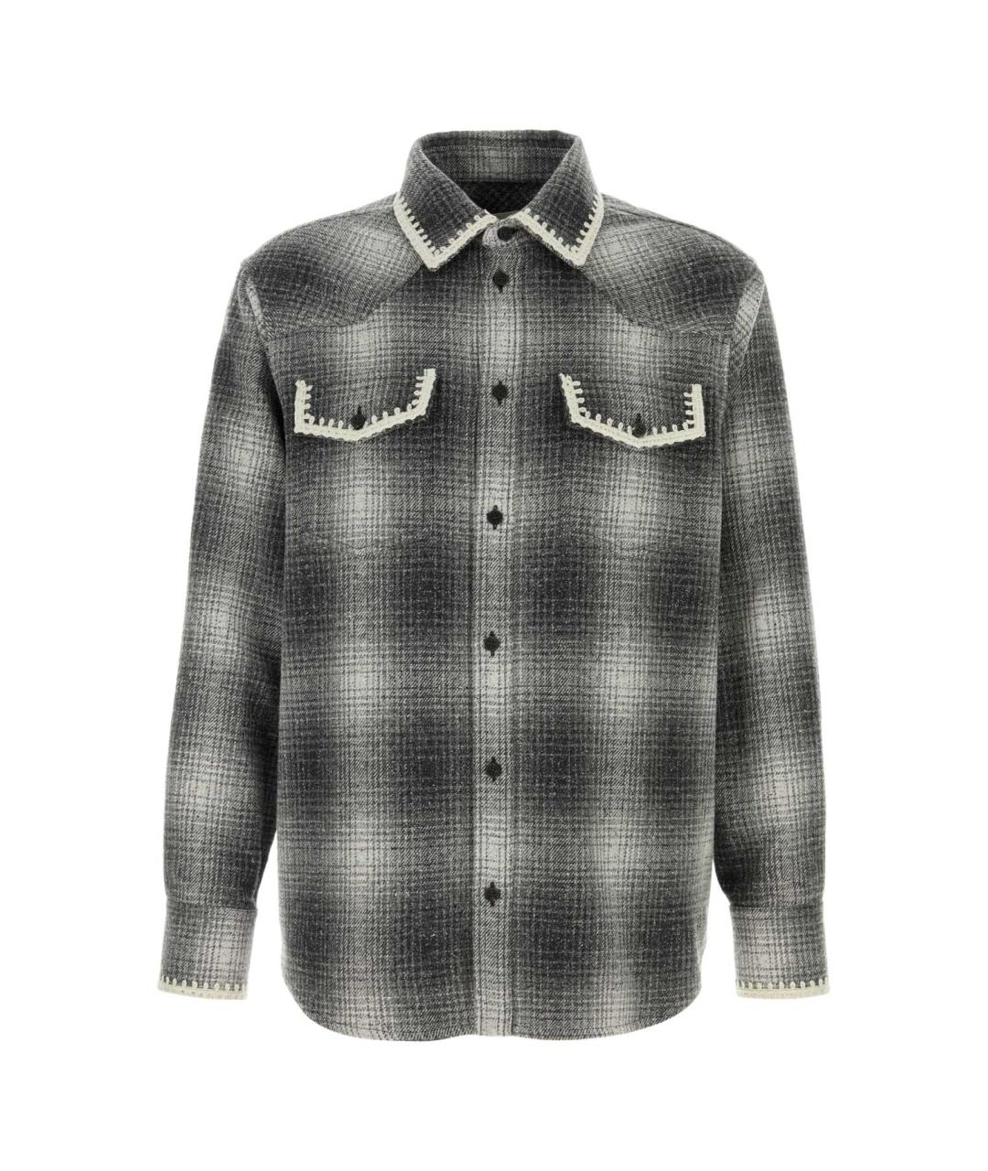 GOLDEN GOOSE DELUXE BRAND Серая шерстяная кэжуал рубашка, фото 1