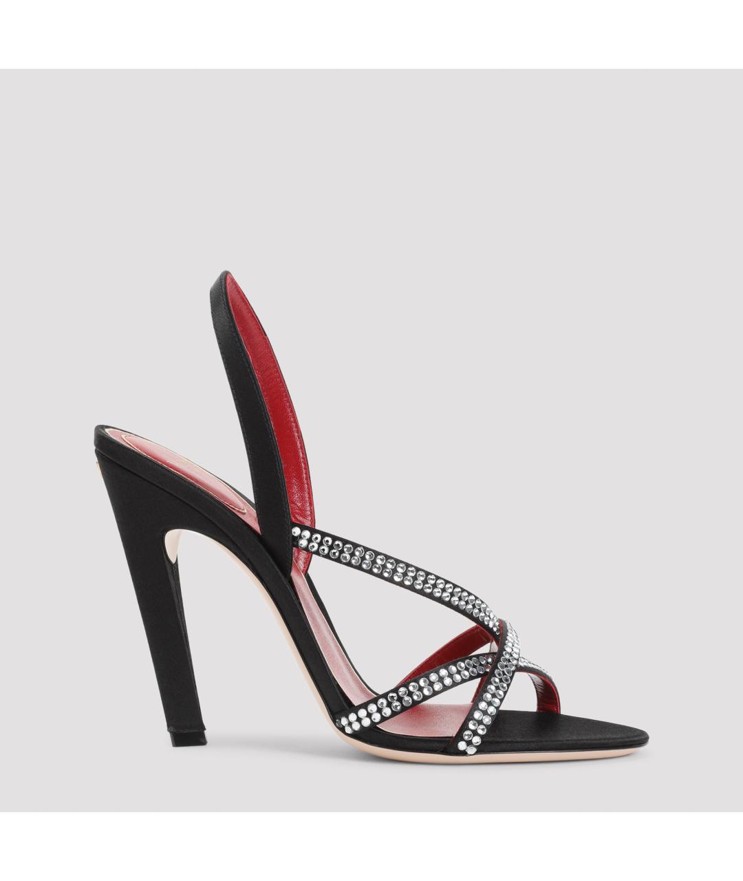 VALENTINO Черные текстильные босоножки, фото 2