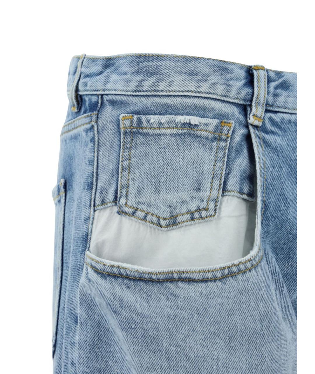 MAISON MARGIELA Голубые хлопковые прямые джинсы, фото 5