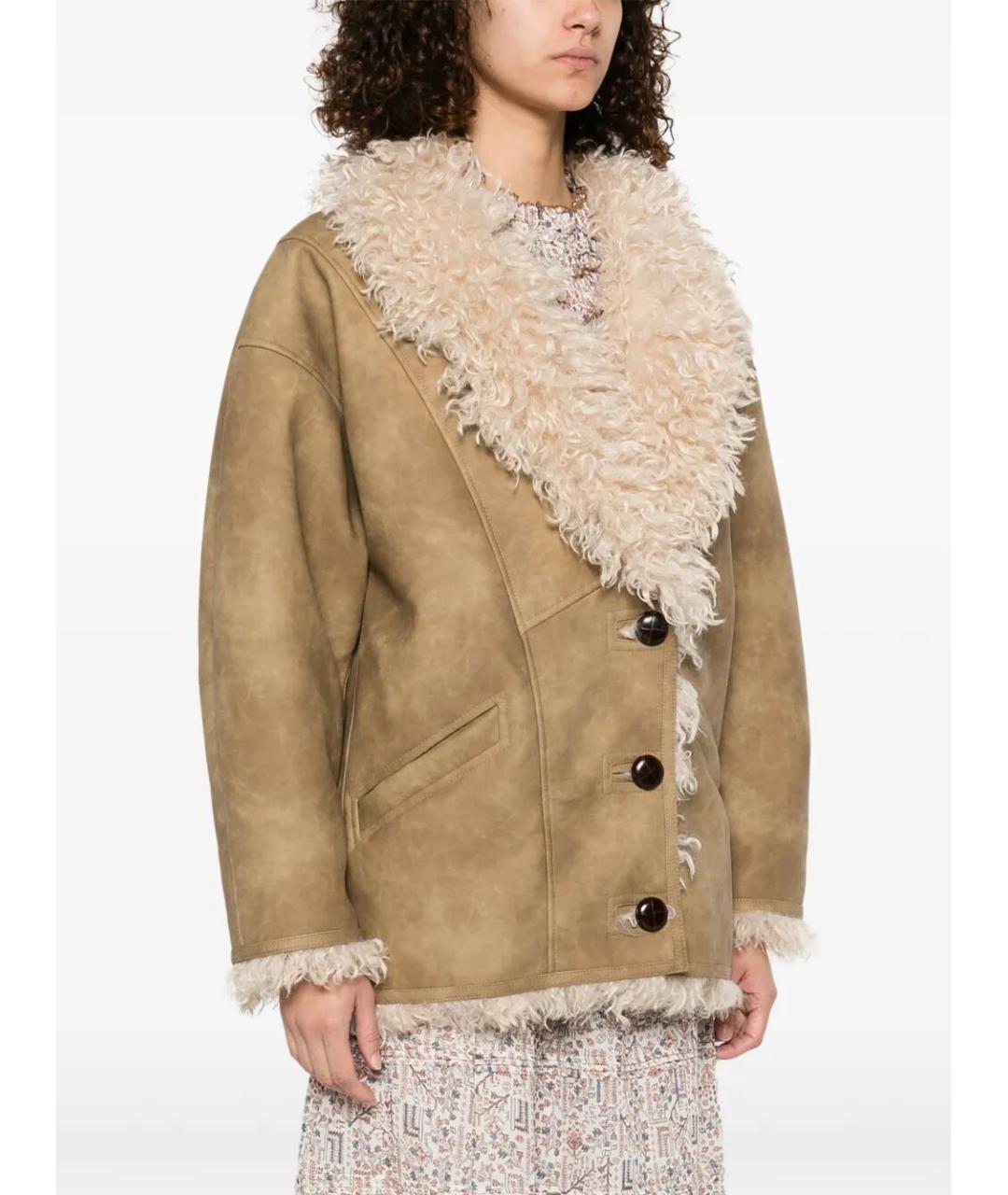 ISABEL MARANT Бежевая кожаная дубленка, фото 5