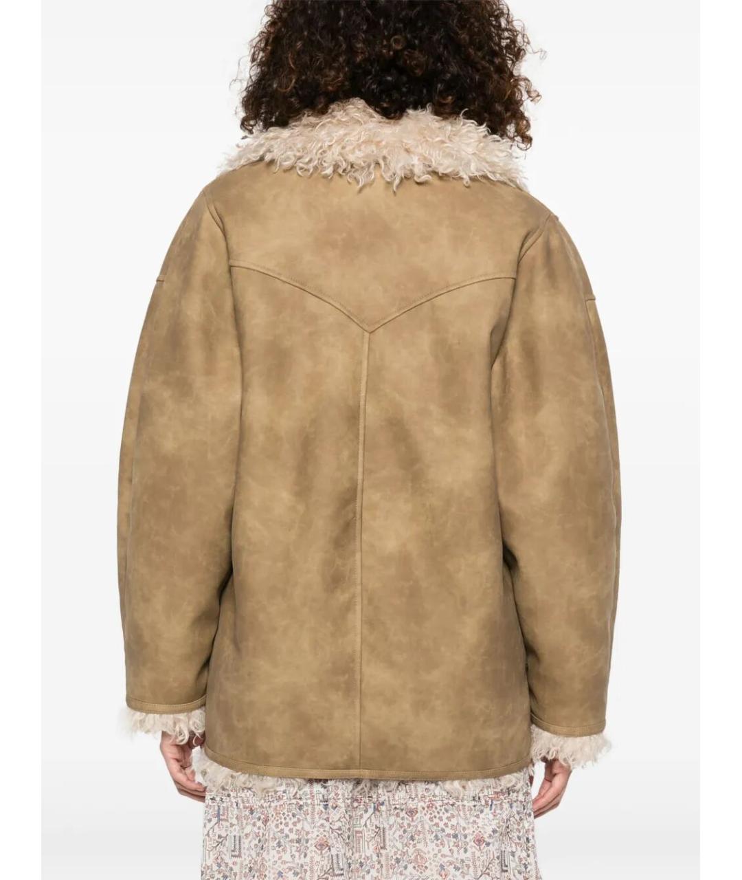 ISABEL MARANT Бежевая кожаная дубленка, фото 4